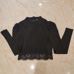 Zara black lace trim blouse SIZE S